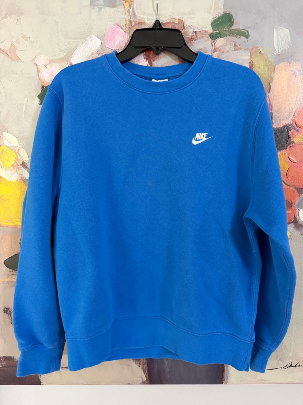 Nike Royal Blue Men's Crewneck Sweatshirt with White Swoosh